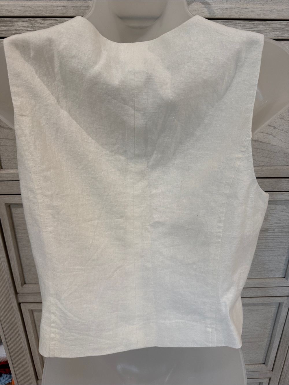 Rachel Zoe White Button-Front Linen Blend vest - Picture 3 of 3